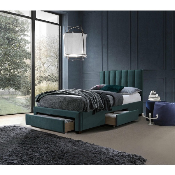 Łóżko GRACE 120 z szufladami c. zielony velvet - Halmar