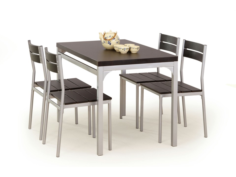 Stół MALCOLM zestaw + 4 krzesła wenge - Halmar