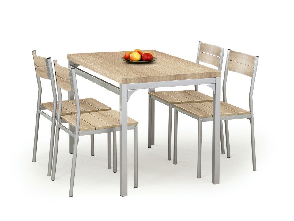 Stół MALCOLM zestaw + 4 krzesła dąb sonoma - Halmar