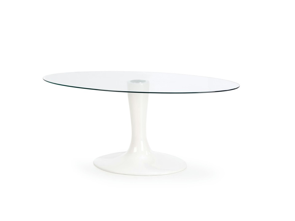 Stół CORAL biały, blat - bezbarwny - Halmar