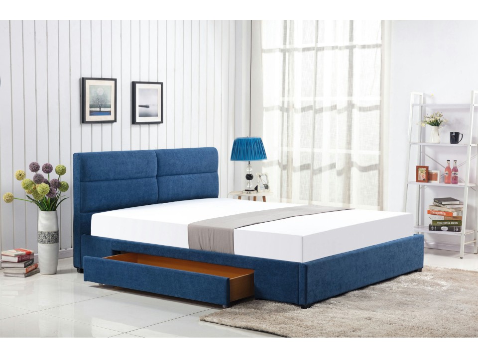 Łóżko MERIDA z szufladą niebieski - Halmar