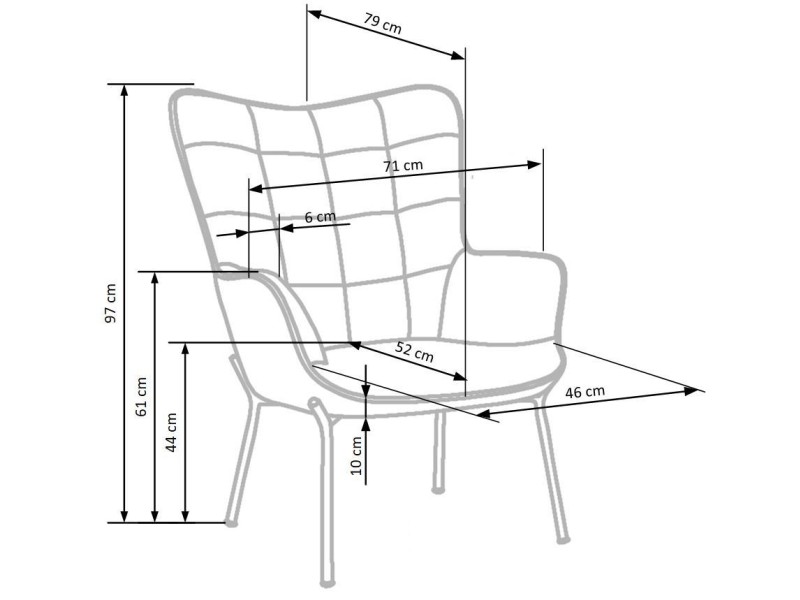 Fotel CASTEL wypoczynkowy czarny / jasny popiel - Halmar
