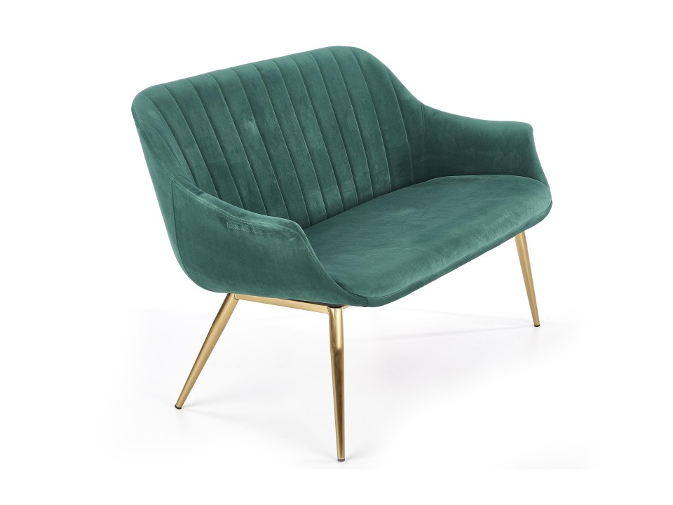 Sofa ELEGANCE 2 XL tapicerka - ciemny zielony, nogi - złote - Halmar