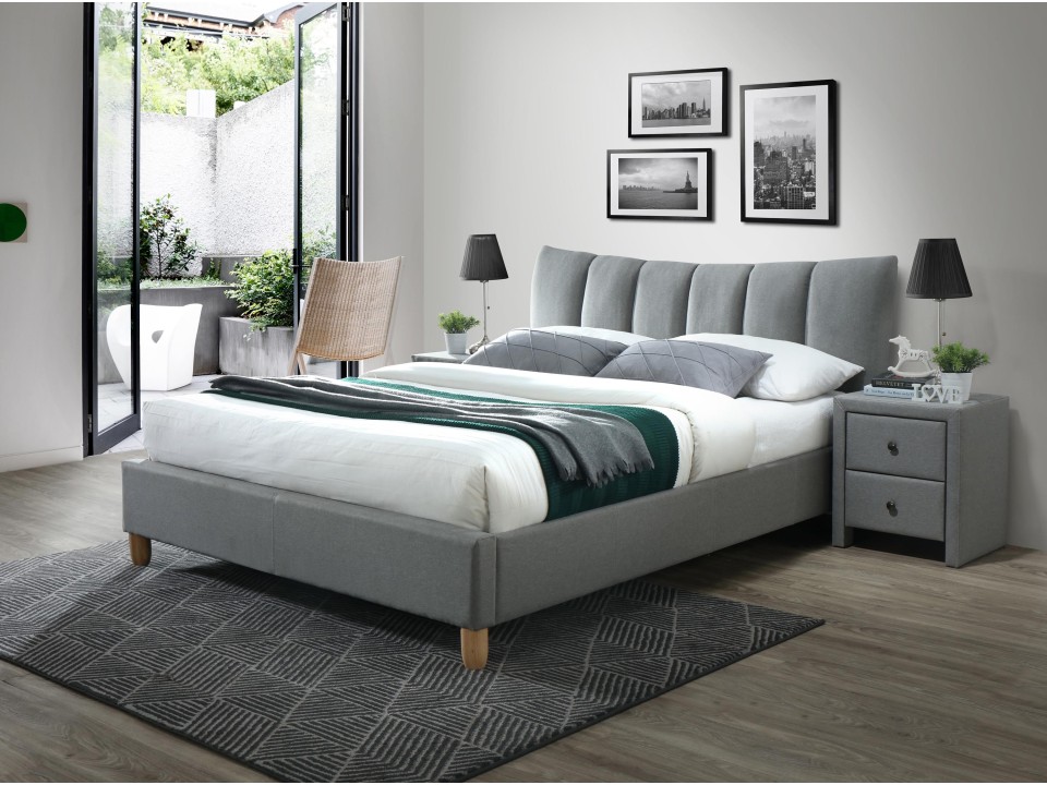 Łóżko SANDY 2 tapicerowane tkanina popiel - Halmar