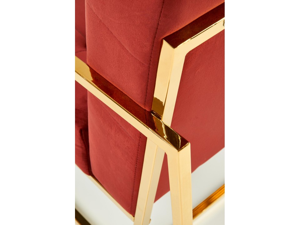 Fotel PRIUS wypoczynkowy, tapicerka velvet - bordowy, stelaż - złoty - Halmar