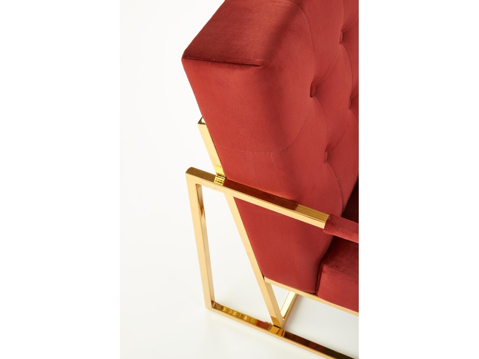 Fotel PRIUS wypoczynkowy, tapicerka velvet - bordowy, stelaż - złoty - Halmar
