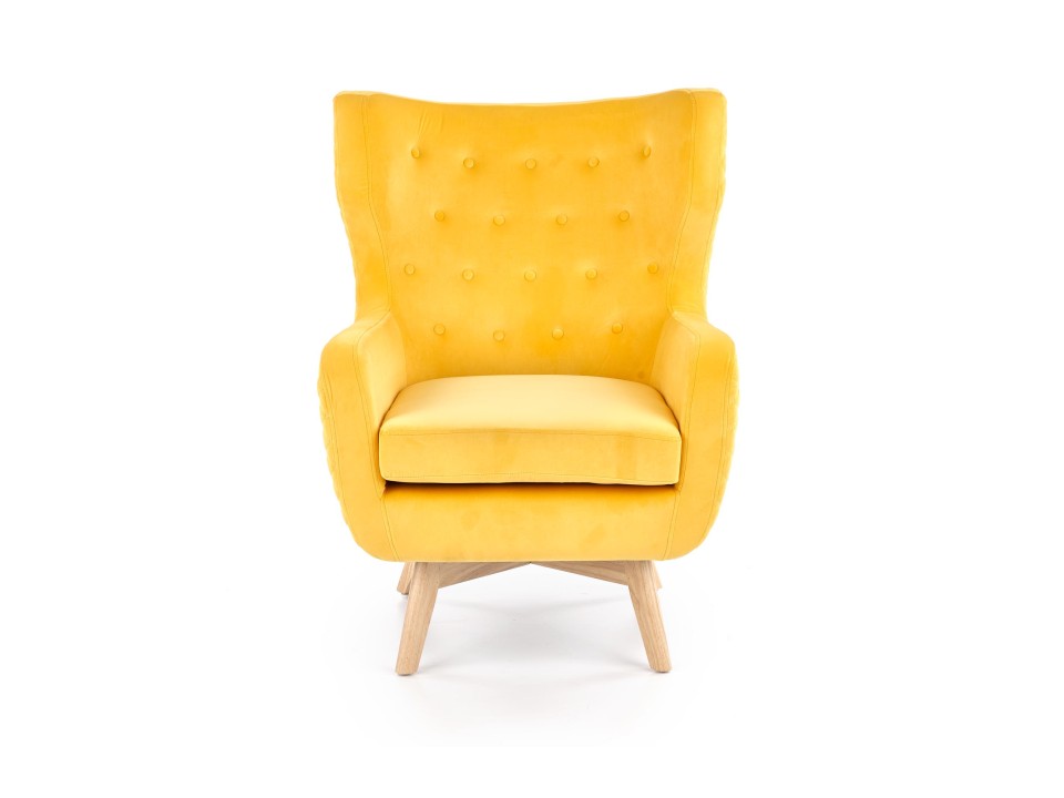 Fotel MARVEL wypoczynkowy żółty / naturalny - Halmar