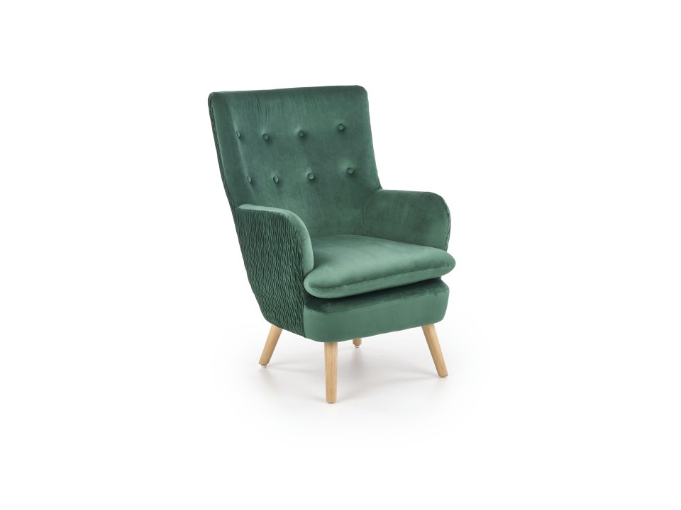 Fotel RAVEL wypoczynkowy ciemny zielony / naturalny - Halmar
