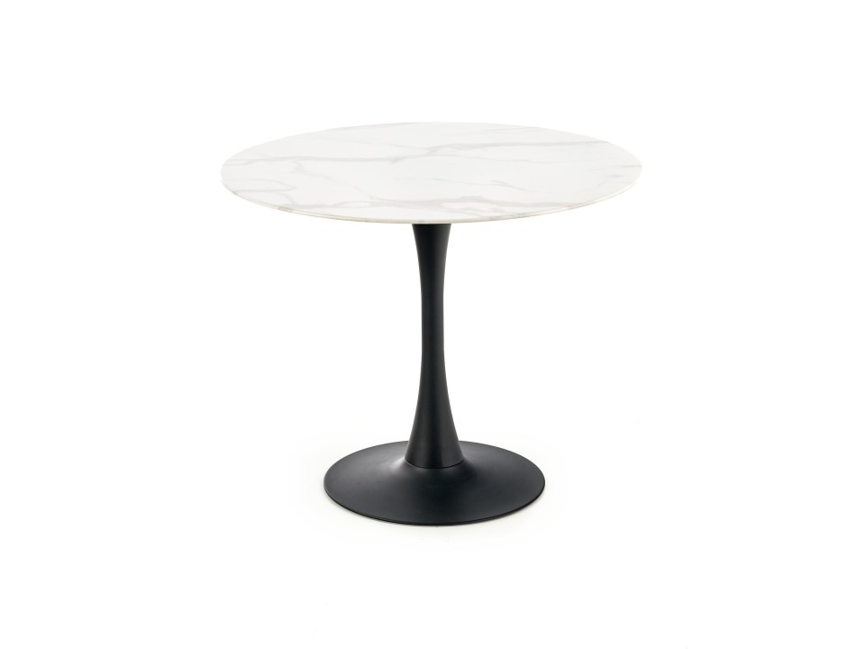 Stół AMBROSIO okrągły, blat - szkło, noga - czarny - Halmar