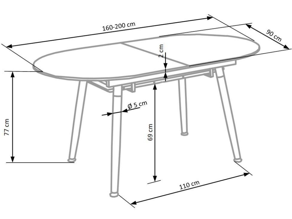 Stół CALIBER-DEF rozkładany biały mieszany / dąb san remo - Halmar