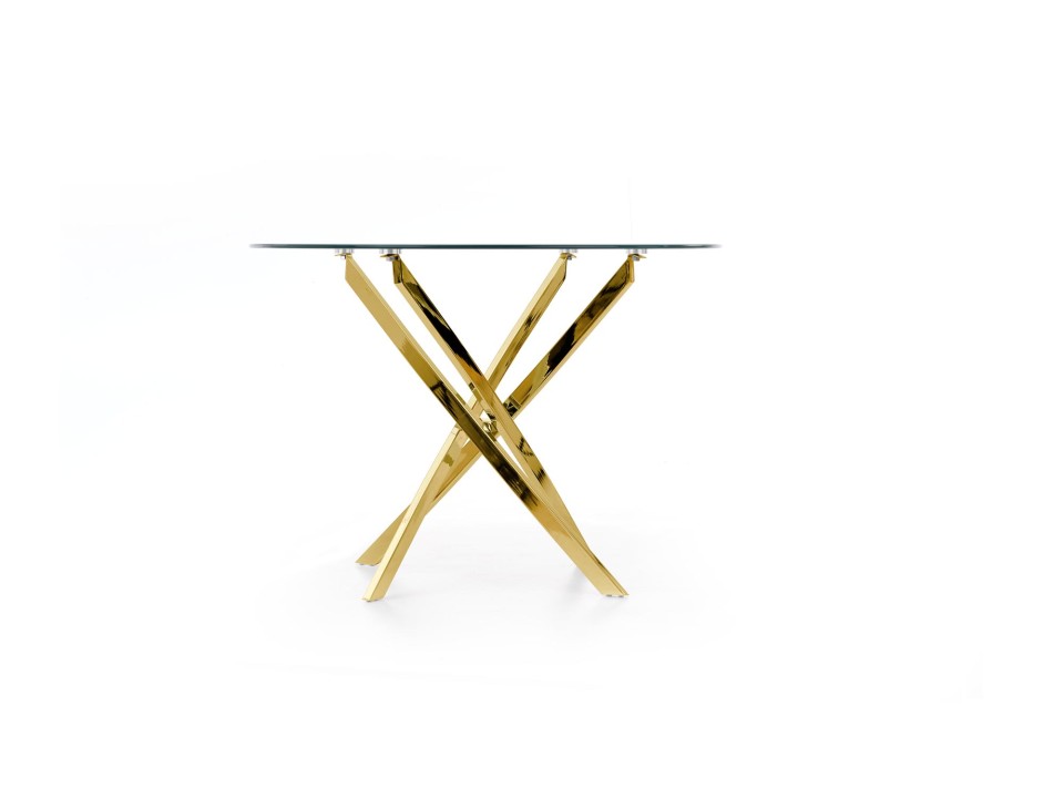 Stół RAYMOND , blat - transparentny, nogi - złoty - Halmar