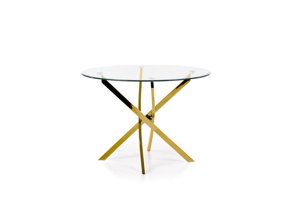 Stół RAYMOND , blat - transparentny, nogi - złoty - Halmar