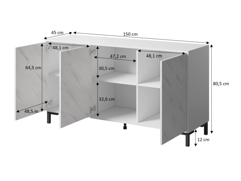 Komoda MARMO KOM150/3D czarny - Halmar