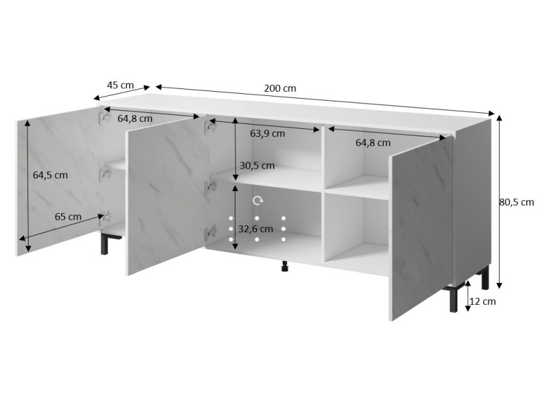 Komoda MARMO KOM200/3D biały - Halmar