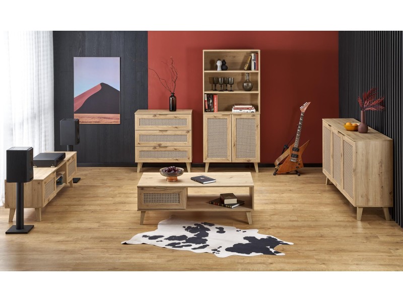 Szafka BORNEO SN-1 nocna dąb artisan/czarny - Halmar
