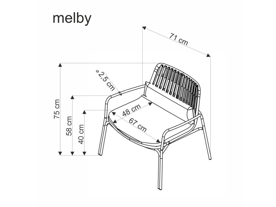 Fotel MELBY wypoczynkowy, stelaż - biały, tapicerka - popielaty - Halmar