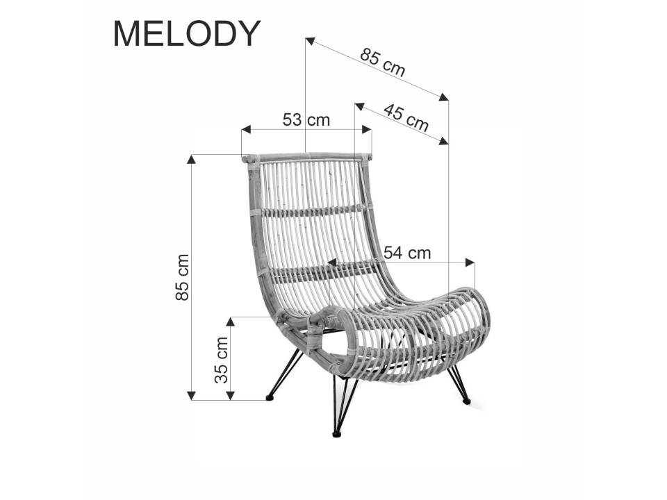 Fotel MELODY wypoczynkowy, rattan naturalny - Halmar