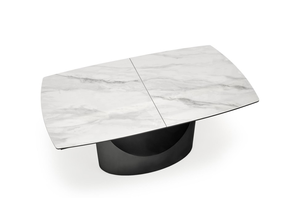 Stół OSMAN rozkładany, biały marmur / czarny - Halmar