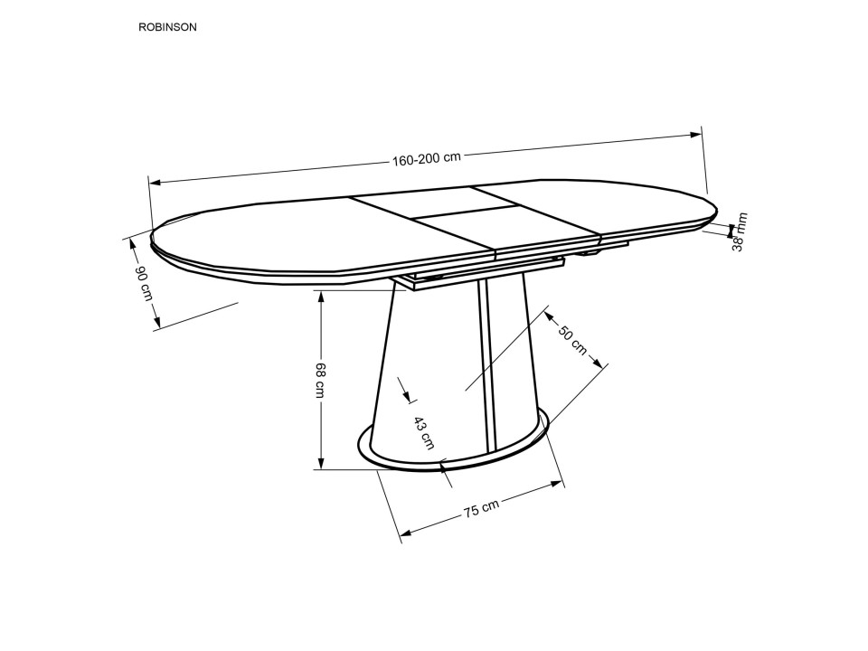 Stół ROBINSON rozkładany, beżowy marmur / cappuccino / czarny - Halmar