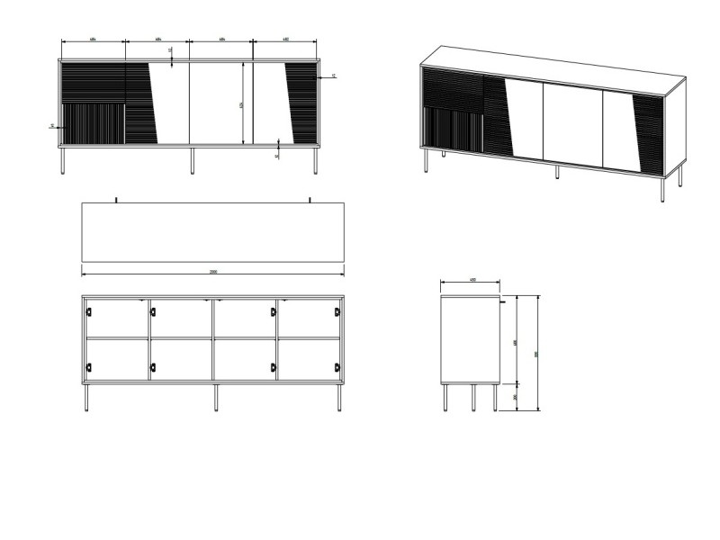 Komoda ABI czarny mat/ czarny mat - Halmar