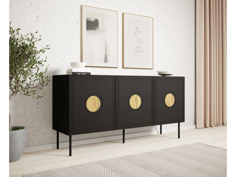 Komoda PALAZZO 150 czarny mat/ dąb craft - Halmar
