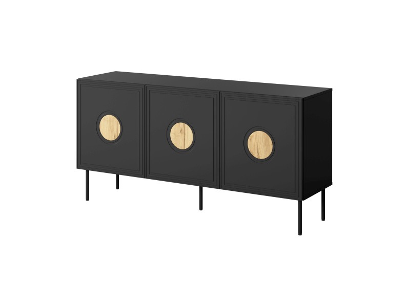 Komoda PALAZZO 150 czarny mat/ dąb craft - Halmar