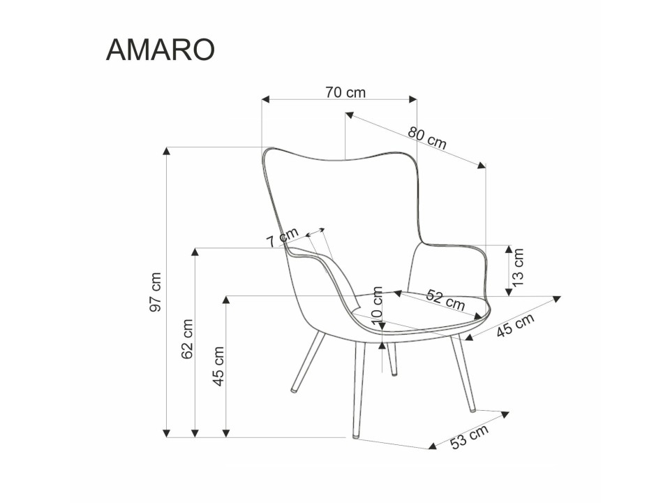 Fotel AMARO wypoczynkowy, musztardowy - Halmar