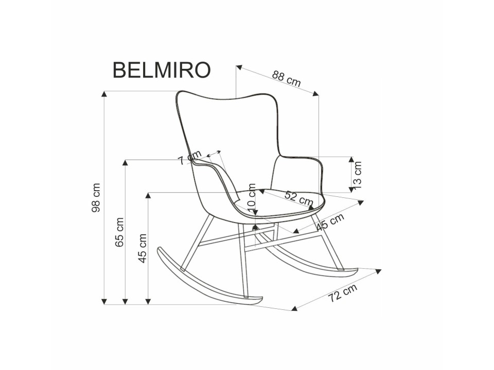 Fotel BELMIRO wypoczynkowy z funkcją kołyski, popielaty - Halmar