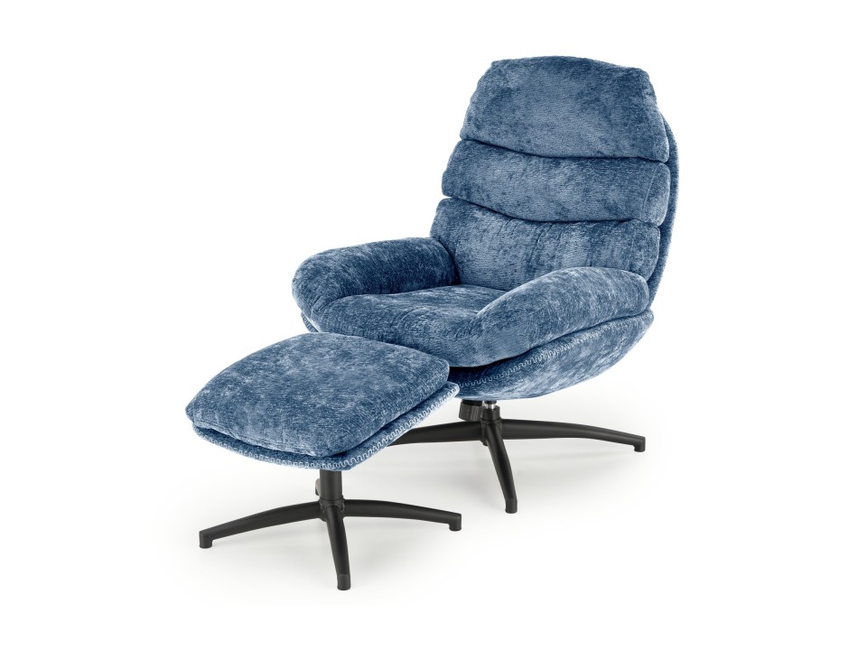 Fotel DARIO wypoczynkowy z podnóżkiem, niebieski - Halmar