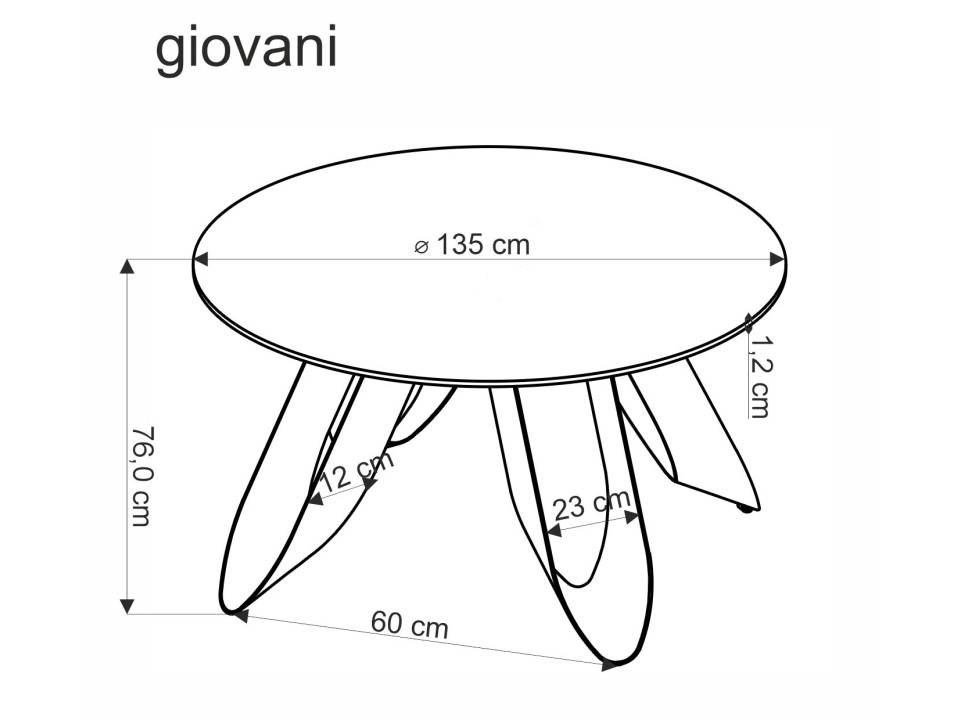 Stół GIOVANI okrągły, blat - zielony marmur, nogi - czarny - Halmar