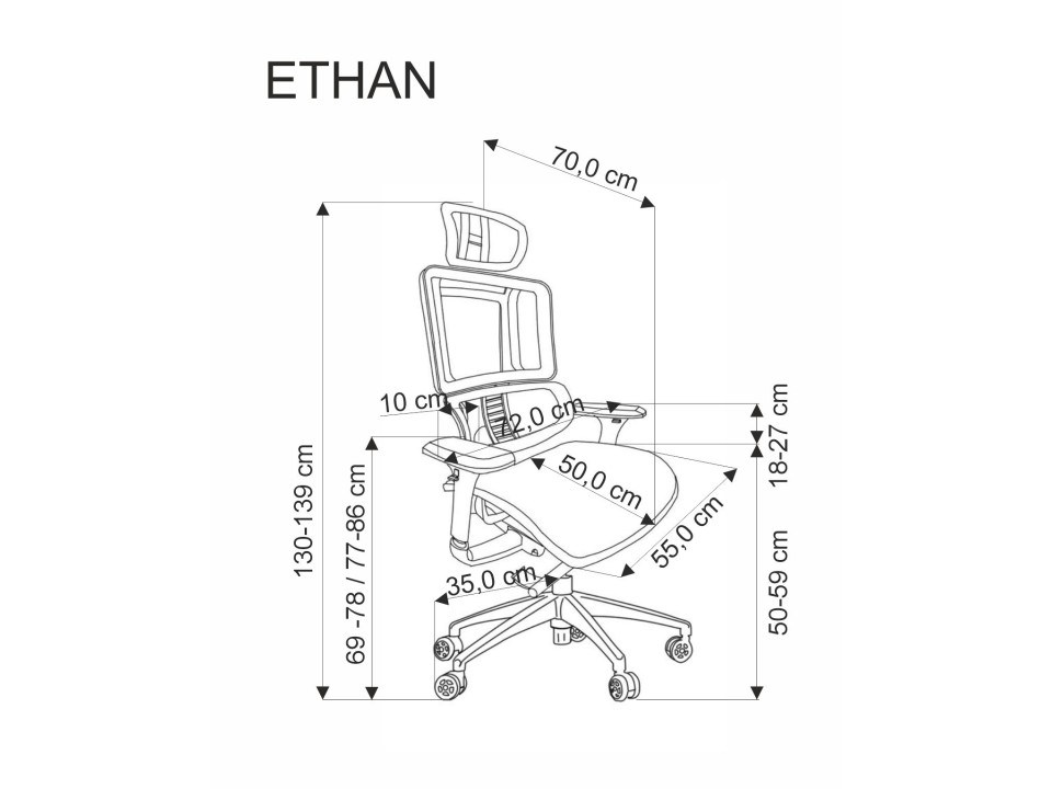 Fotel ETHAN gabinetowy popielaty - Halmar