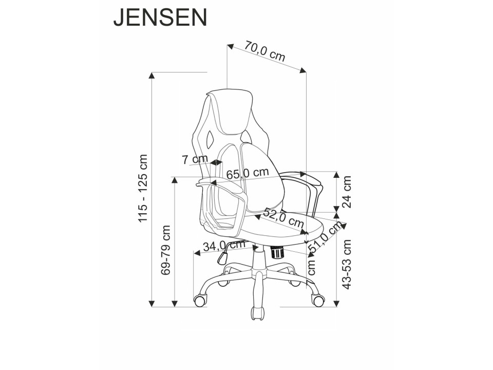 Fotel JENSEN gabinetowy, czarny - popielaty - czerwony - Halmar