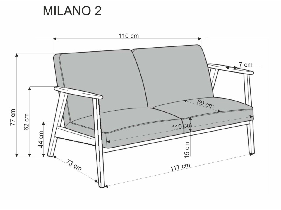 Sofa MILANO 2S - beżowy tap. Castel 15 - Halmar