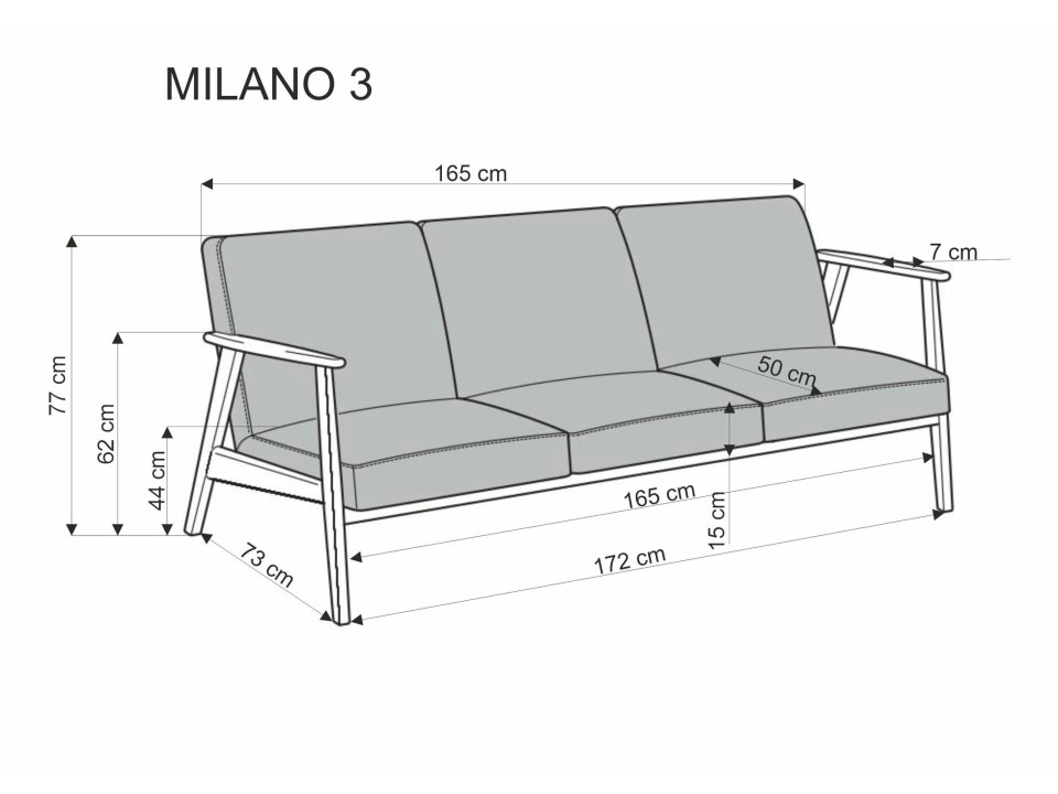 Sofa MILANO 3S - beżowy tap. Castel 15 - Halmar