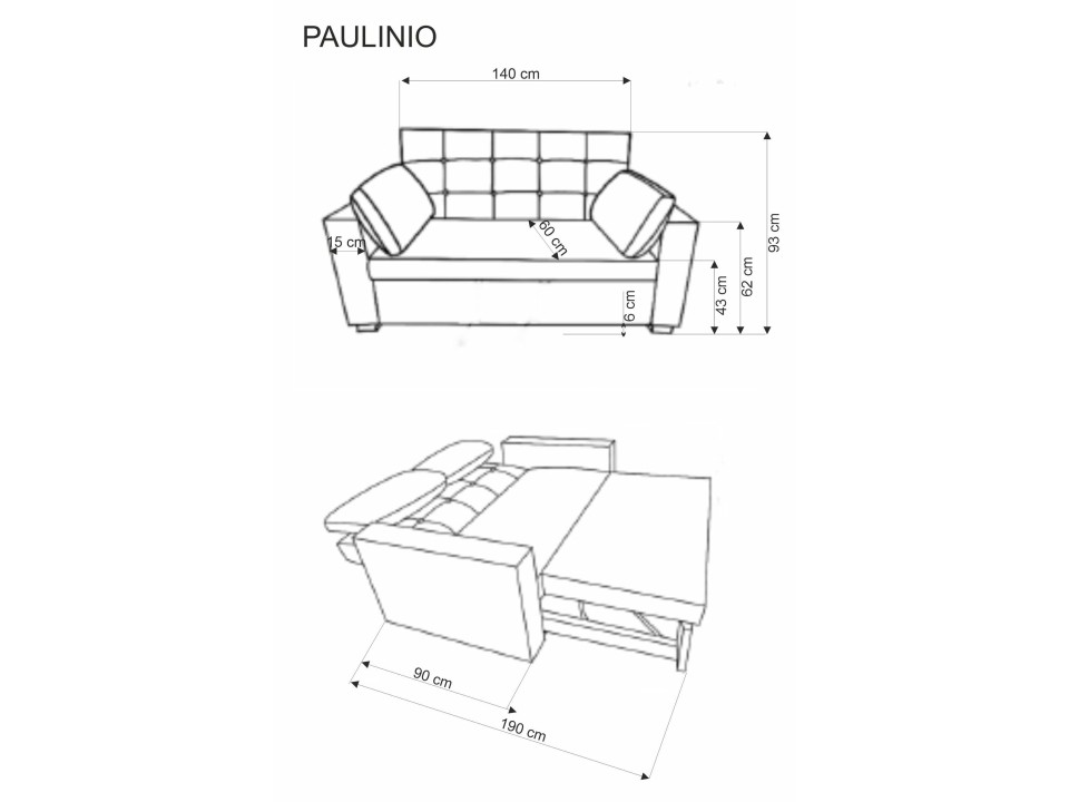 Sofa PAULINIO rozkładana, popielaty - Halmar