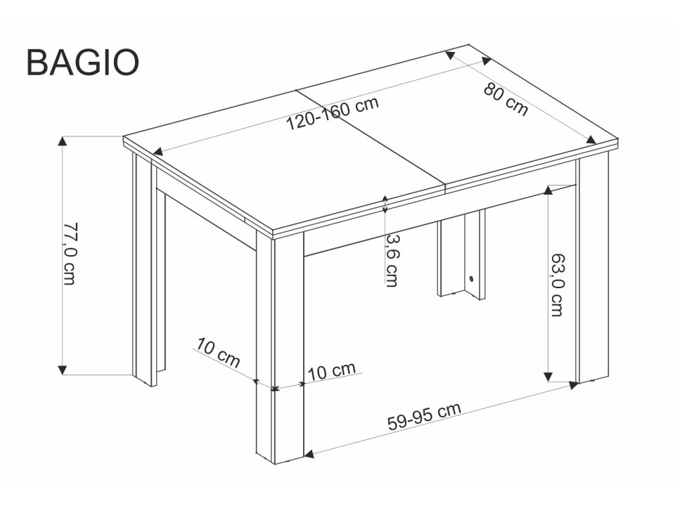 Stół BAGIO rozkładany 120-160/80 cm dąb artisan/czarny - Halmar