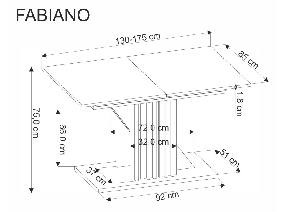 Stół FABIANO rozkładany 135-175/85 cm dąb wotan/czarny - Halmar