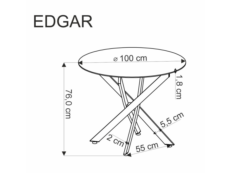 Stół EDGAR , blat - orzechowy, nogi - czarny - Halmar