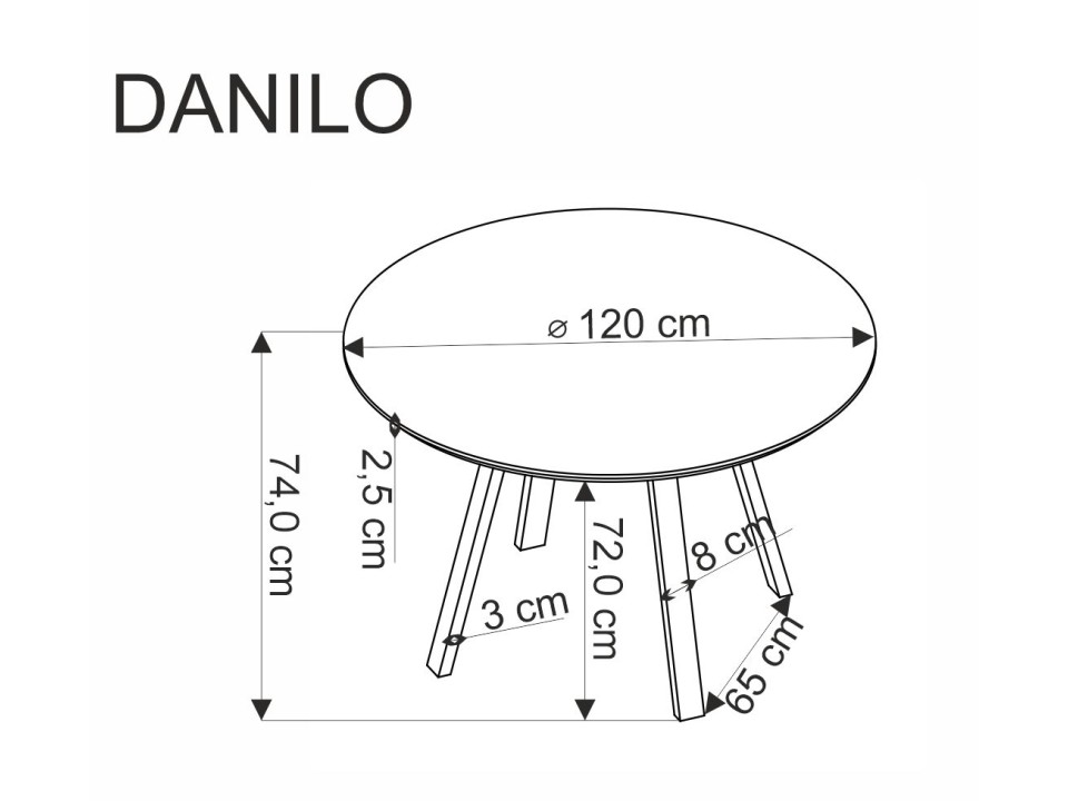 Stół DANILO okrągły, blat - orzechowy, nogi - czarny - Halmar
