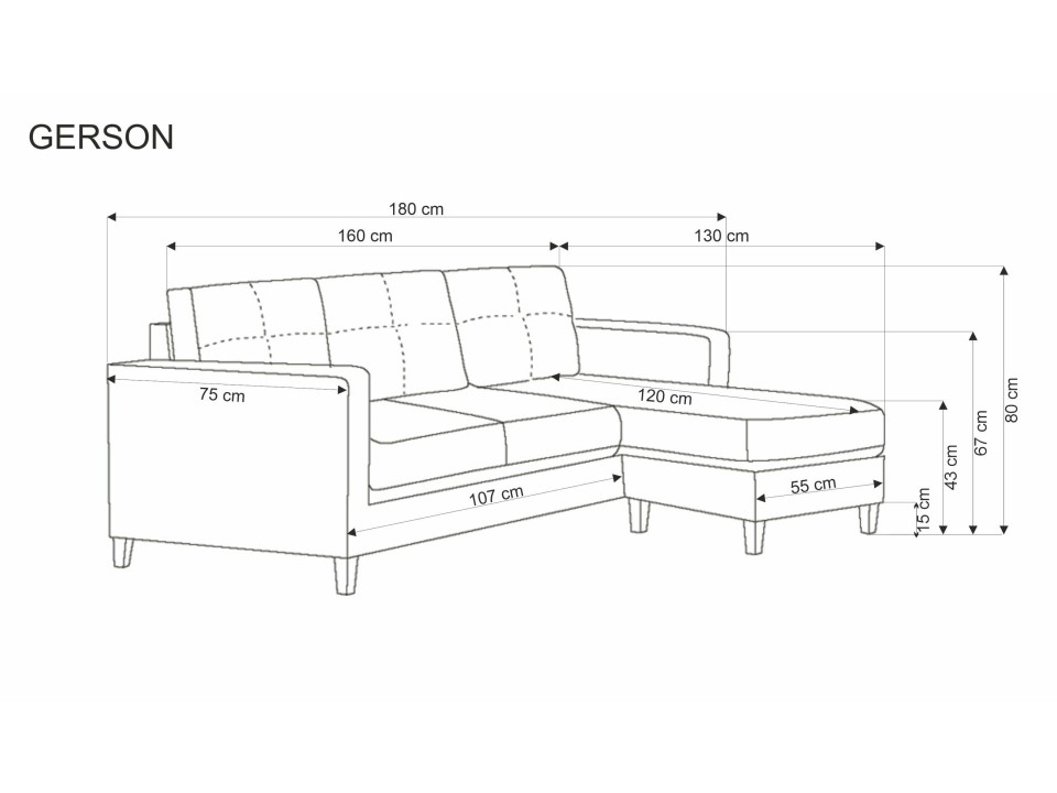 Sofa GERSON z podnóżkiem beżowy - Halmar