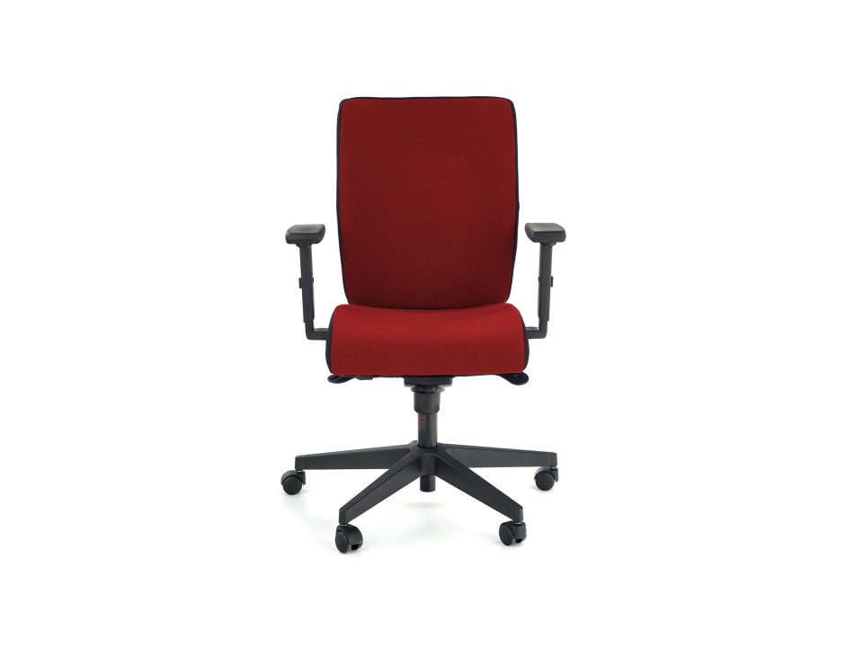 Fotel POP pracowniczy, kolor: pasek boczny - czarny RN60999, front - czerwony M04 - Halmar