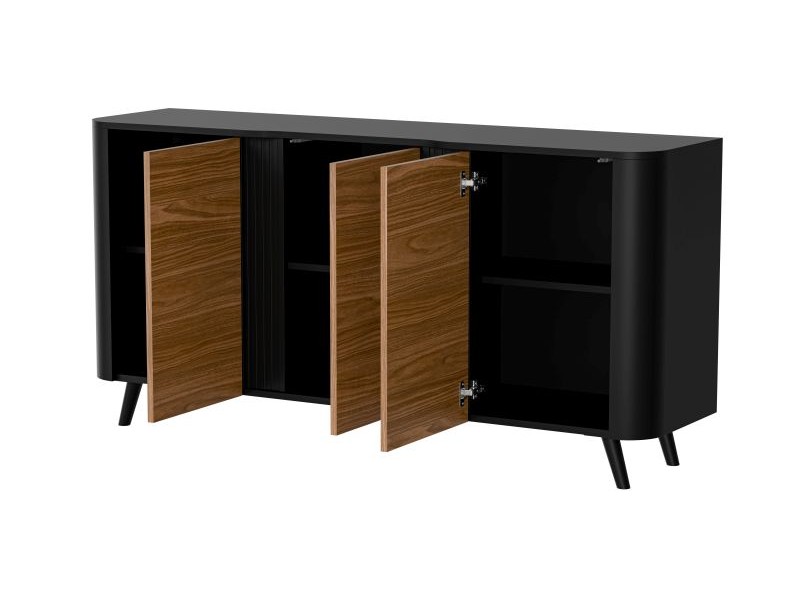 Komoda VOLARE 150 3D czarny mat/ orzech - Halmar