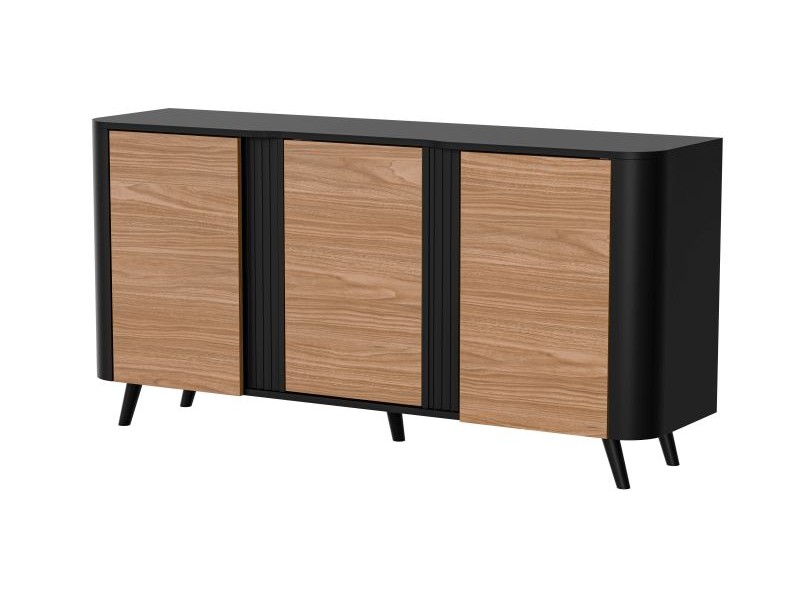 Komoda VOLARE 150 3D czarny mat/ orzech - Halmar