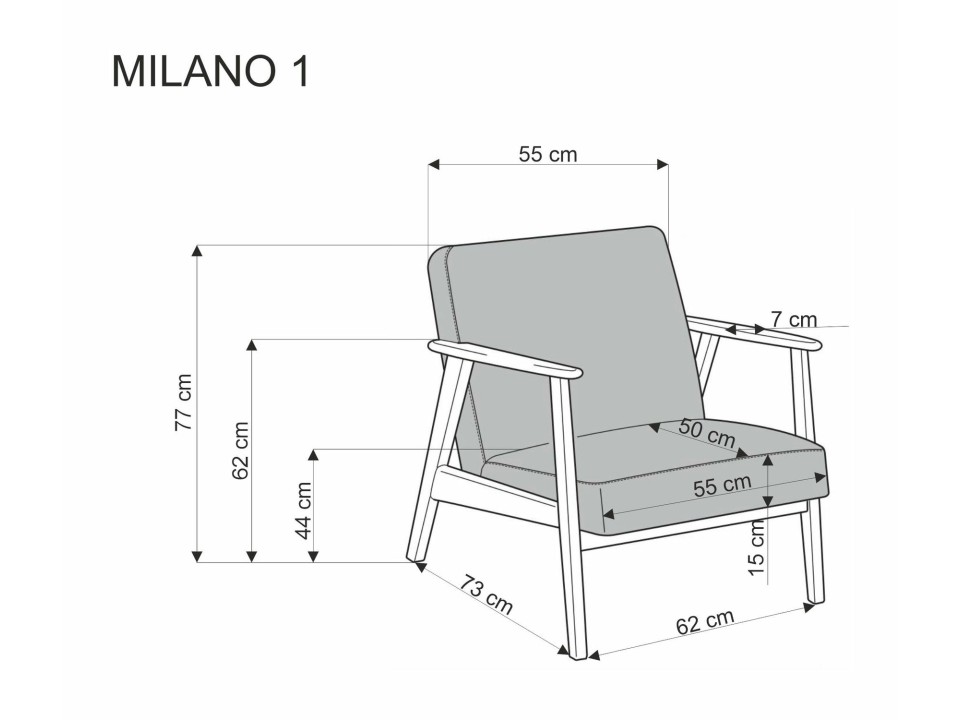 Fotel MILANO 1S - niebieski tap. Castel 74 - Halmar