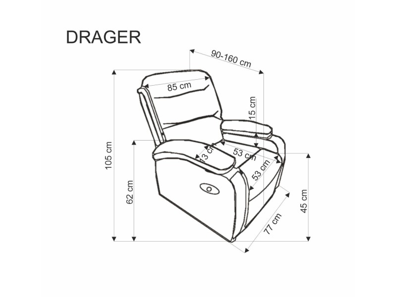 Fotel DRAGER wypoczynkowy czarny - Halmar