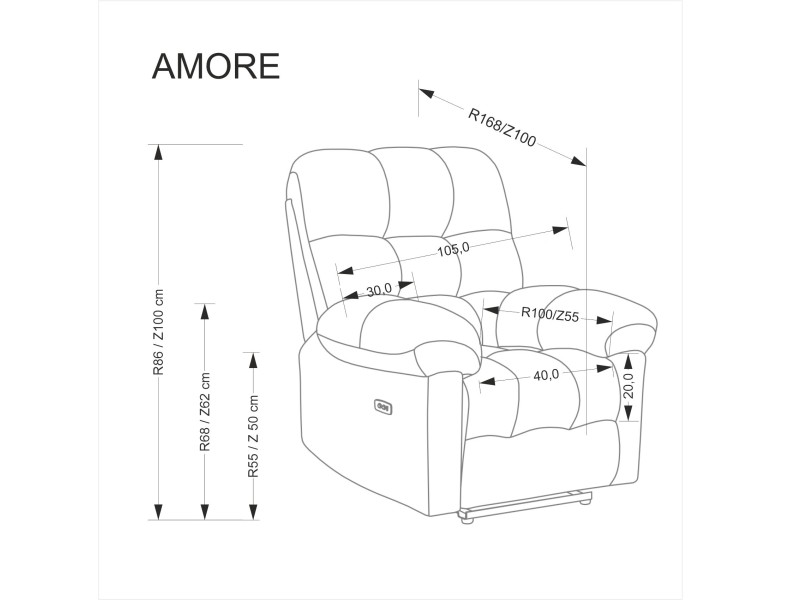 Fotel AMORE wypoczynkowy popielaty - Halmar
