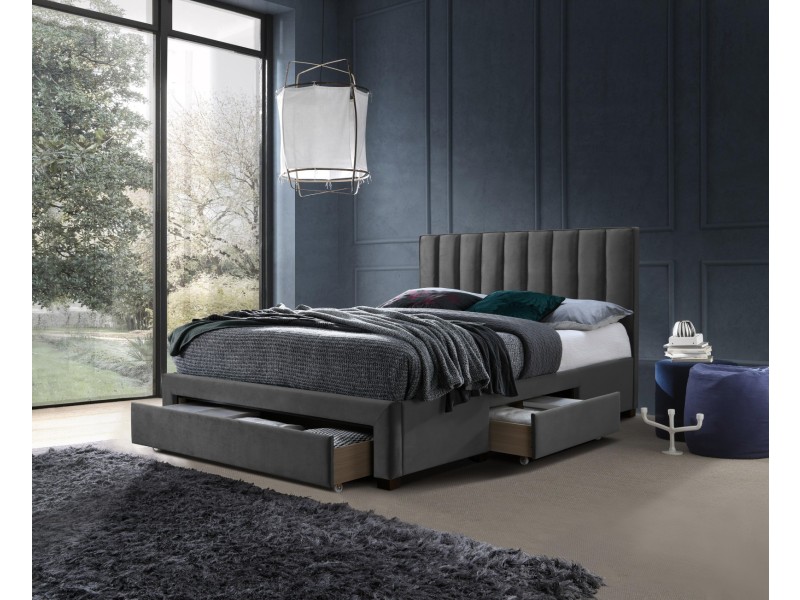 Łóżko GRACE 140 z szufladami popiel velvet - Halmar