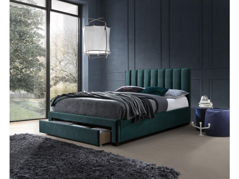 Łóżko GRACE 140 z szufladami c. zielony velvet - Halmar