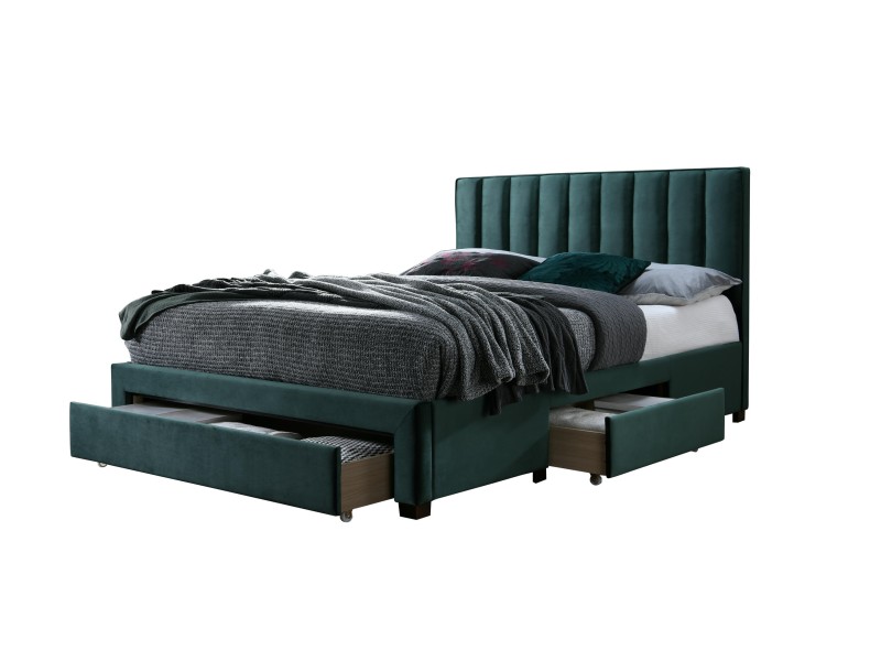 Łóżko GRACE 140 z szufladami c. zielony velvet - Halmar