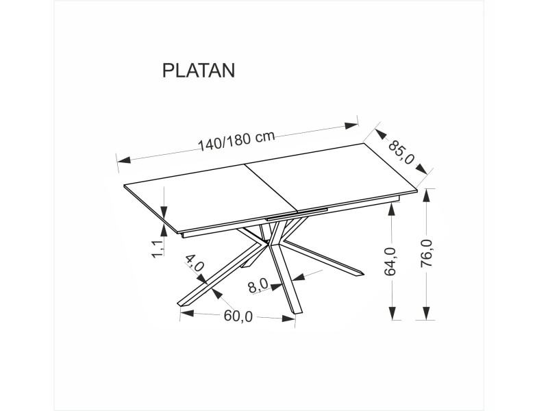 Stół PLATAN rozkładany, biały marmur / czarny - Halmar